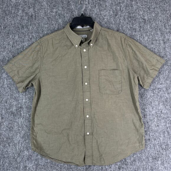 Zinc Shirt Large Mens Greenish Wrinkle Resistant Business Casual Button-Down - Picture 1 of 8